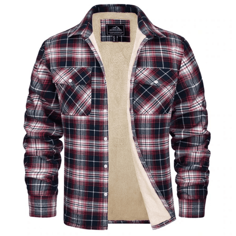 Men&#39;s Classic Plaid Winter Jacket With Plush Lining