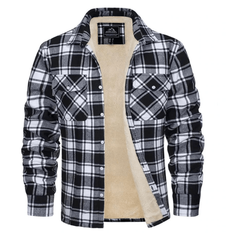 Men&#39;s Classic Plaid Winter Jacket With Plush Lining