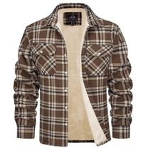 Men&#39;s Classic Plaid Winter Jacket With Plush Lining