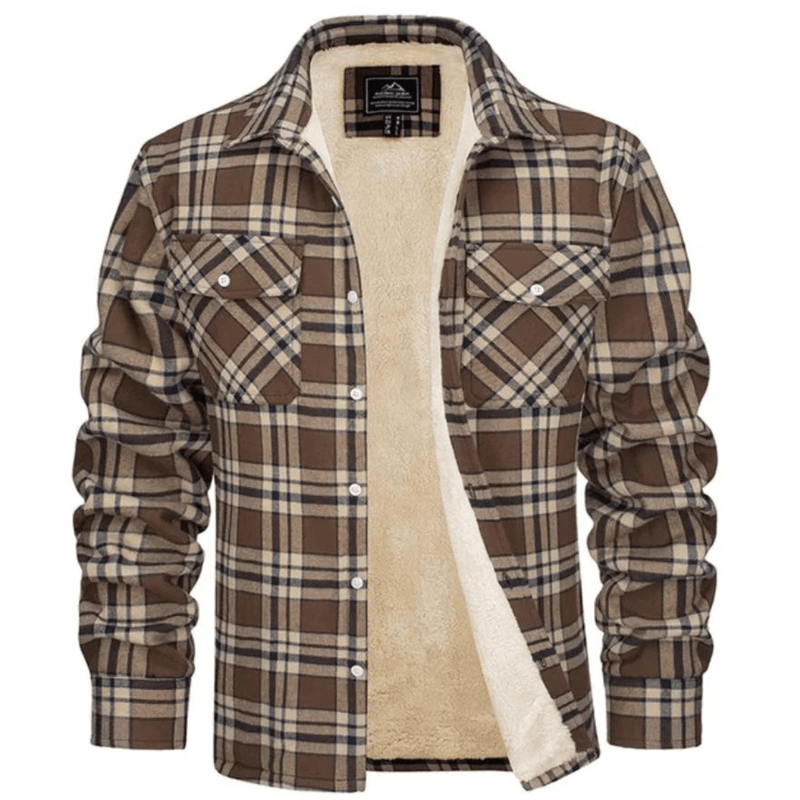Men&#39;s Classic Plaid Winter Jacket With Plush Lining