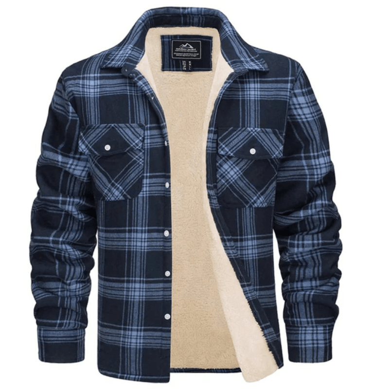 Men&#39;s Classic Plaid Winter Jacket With Plush Lining