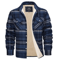 Men&#39;s Classic Plaid Winter Jacket With Plush Lining