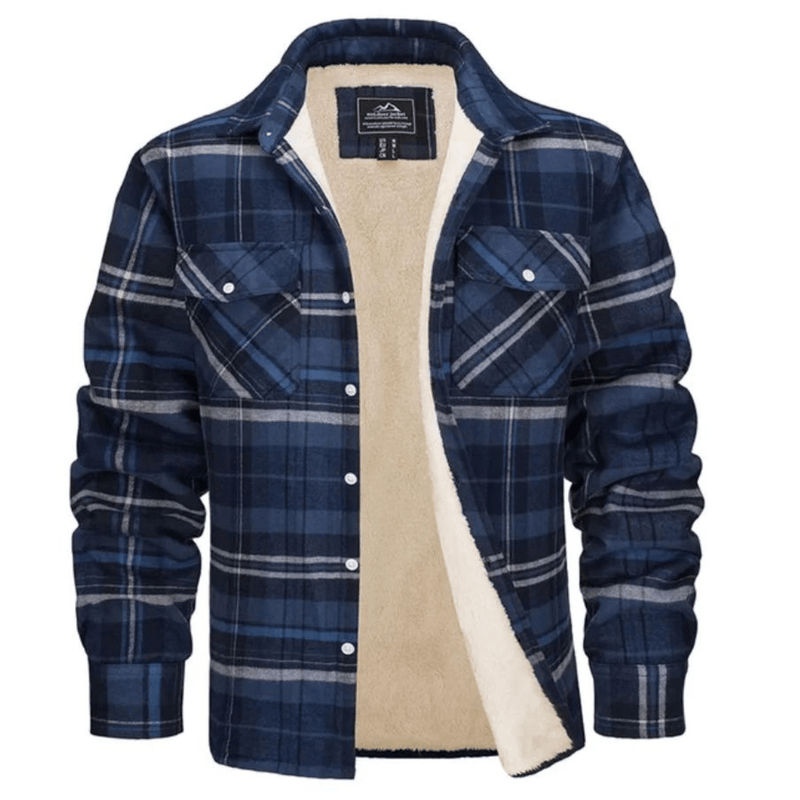 Men&#39;s Classic Plaid Winter Jacket With Plush Lining