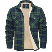 Men&#39;s Classic Plaid Winter Jacket With Plush Lining