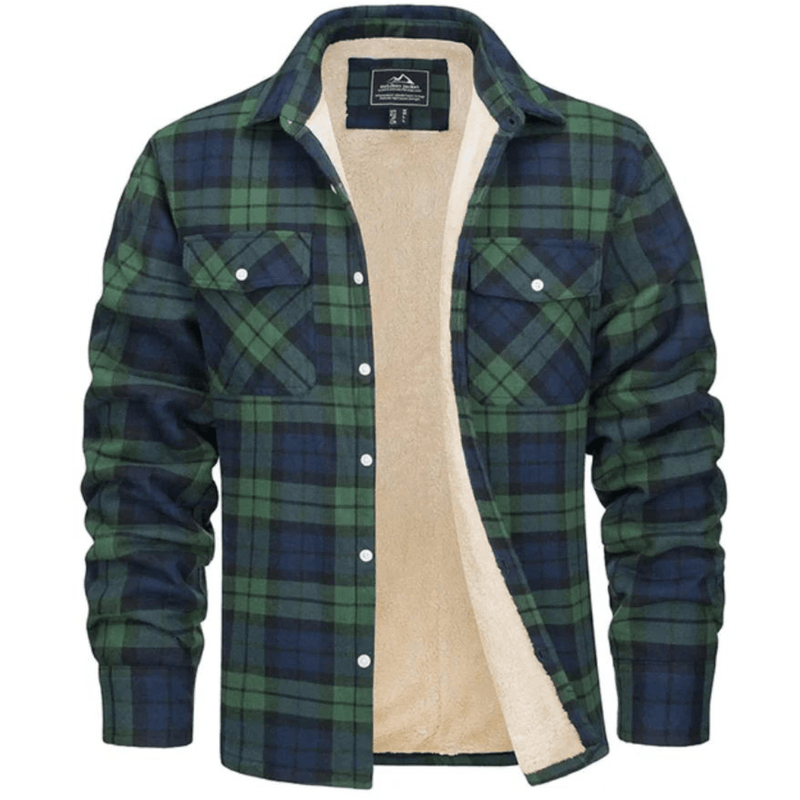 Men&#39;s Classic Plaid Winter Jacket With Plush Lining
