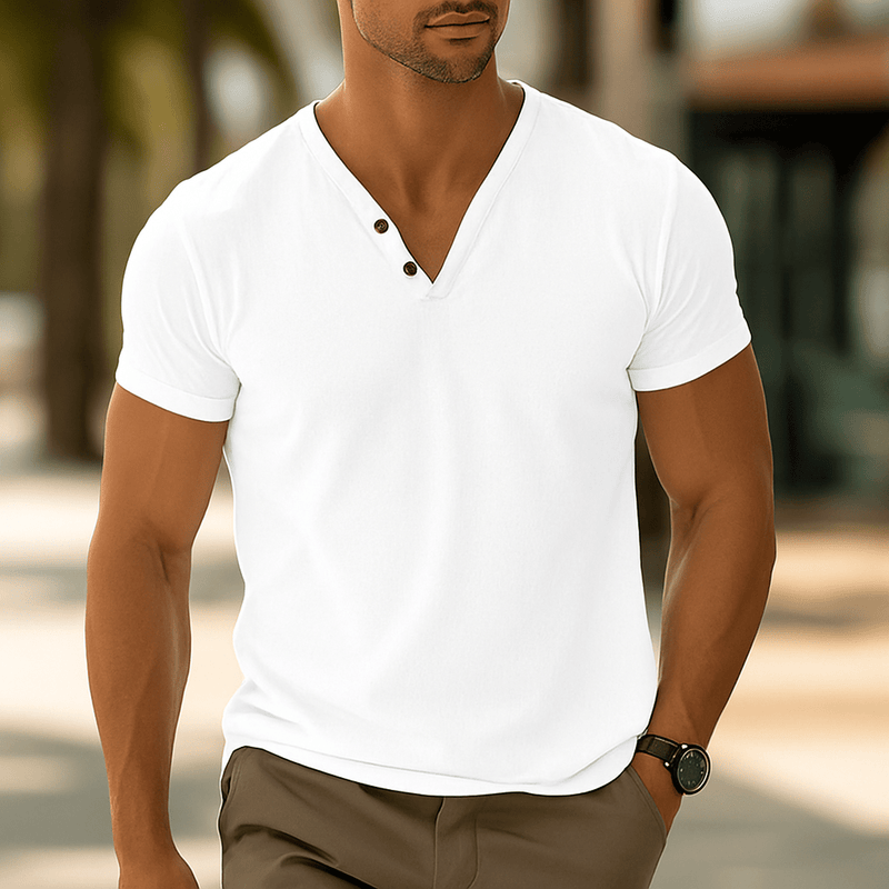 Men&#39;s Classic V-Neck Tailored Shirt Cotton Blend