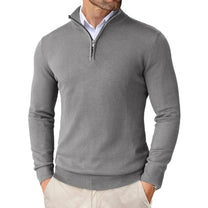 Men&#39;s Cotton Blend Knit Sweater With Zipper Collar