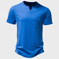 Men&#39;s Cotton Henley Collar T-Shirt