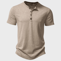 Men&#39;s Cotton Henley Collar T-Shirt