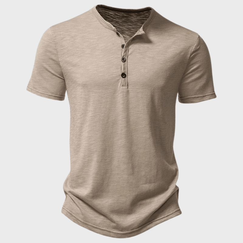Men&#39;s Cotton Henley Collar T-Shirt