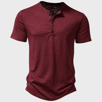 Men&#39;s Cotton Henley Collar T-Shirt