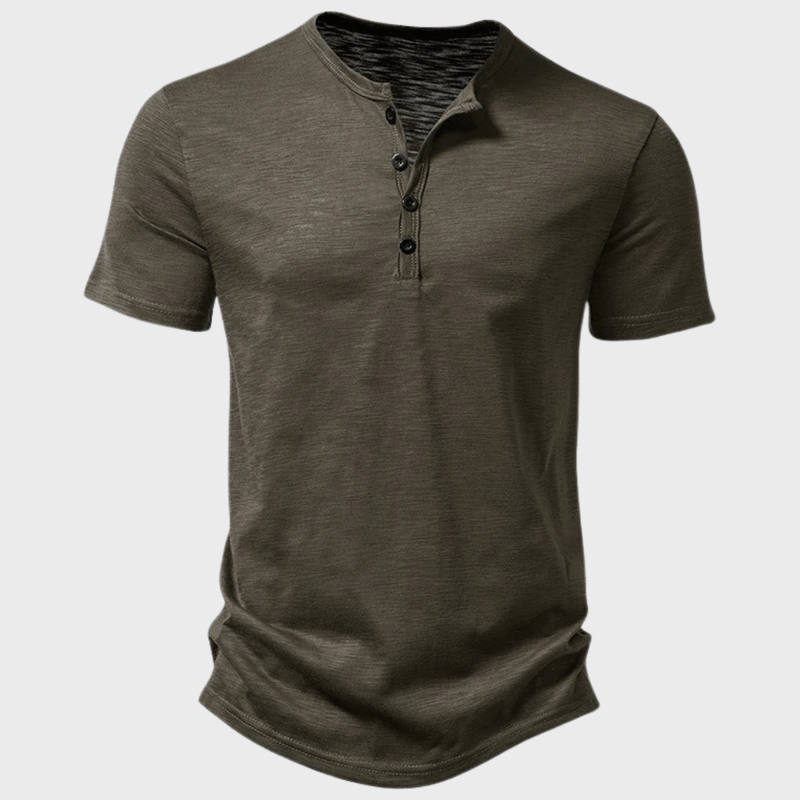 Men&#39;s Cotton Henley Collar T-Shirt