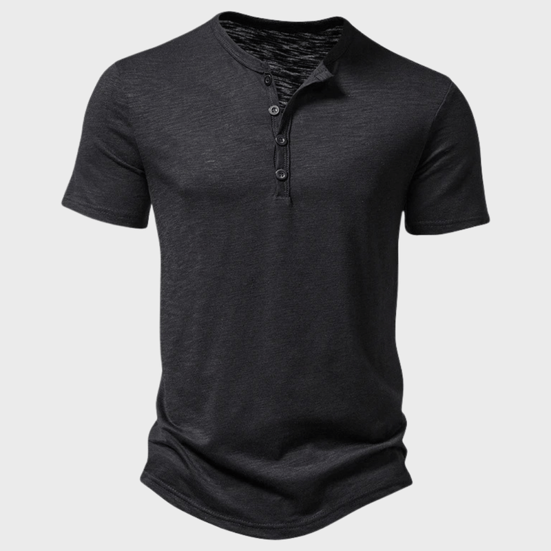 Men&#39;s Cotton Henley Collar T-Shirt