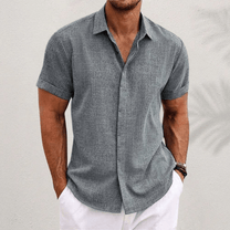 Men&#39;s Cotton-Linen Short Sleeve Shirt