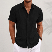 Men&#39;s Cotton-Linen Short Sleeve Shirt