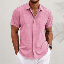 Men&#39;s Cotton-Linen Short Sleeve Shirt