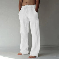 Men&#39;s Cotton Linen Straight Fit Pants For Spring And Fall
