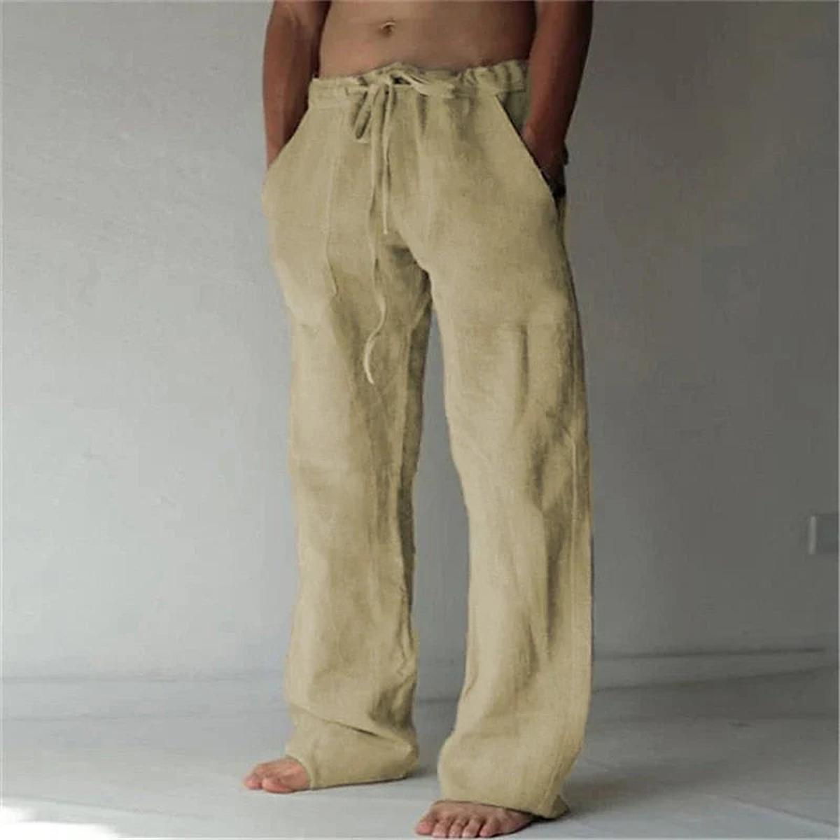 Men&#39;s Cotton Linen Straight Fit Pants For Spring And Fall