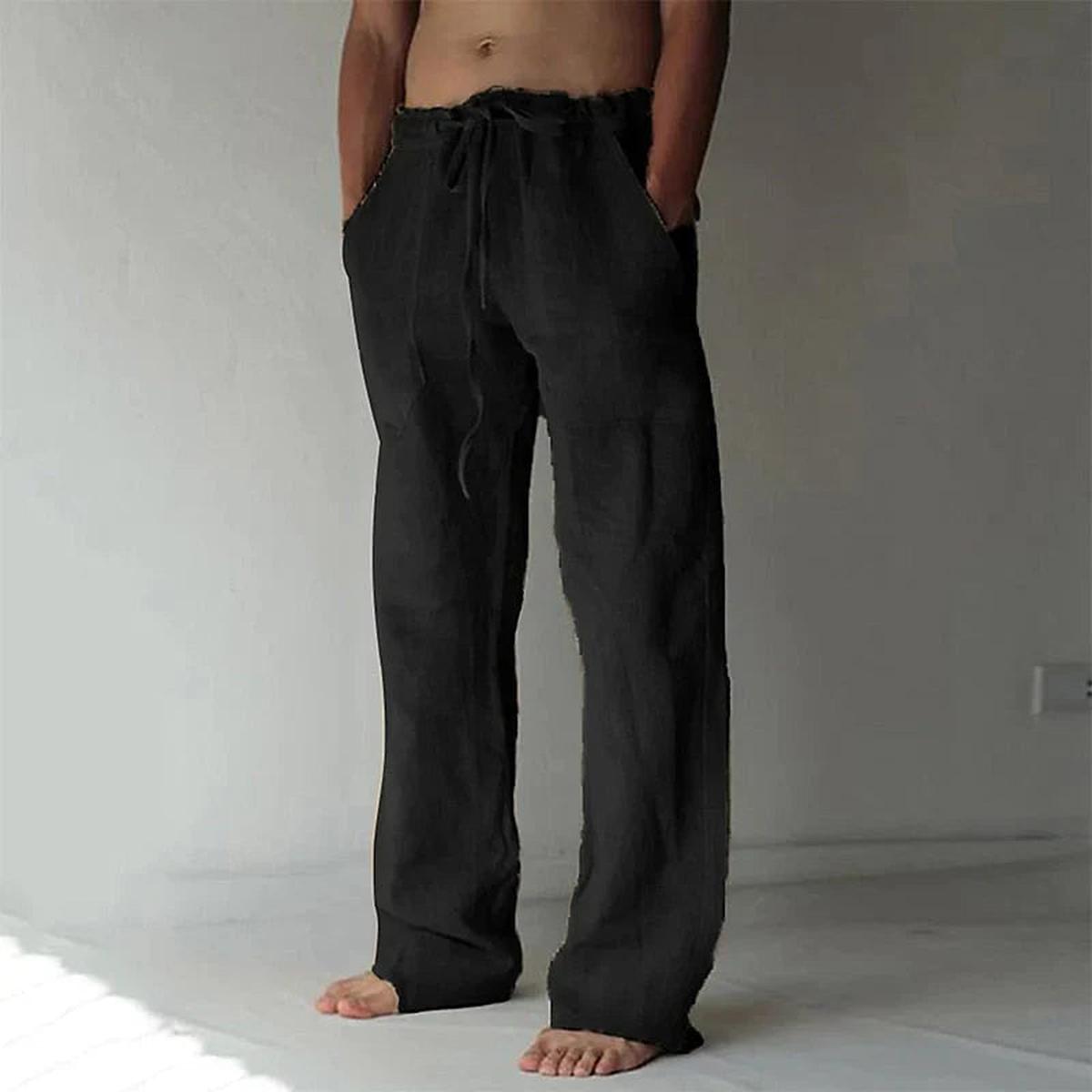 Men&#39;s Cotton Linen Straight Fit Pants For Spring And Fall