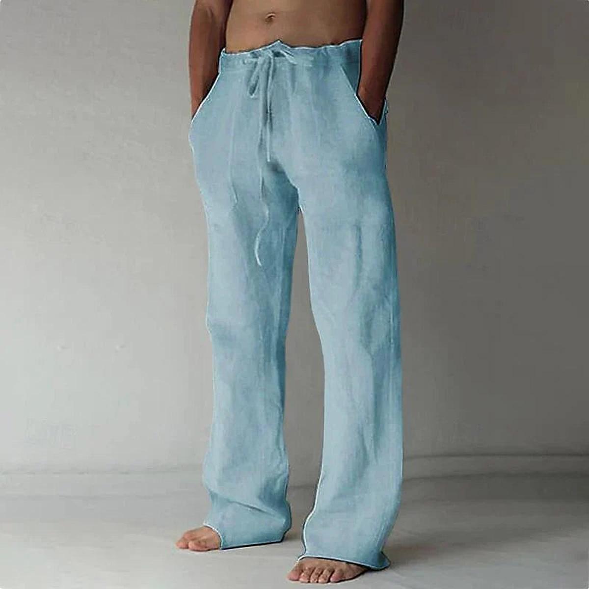 Men&#39;s Cotton Linen Straight Fit Pants For Spring And Fall