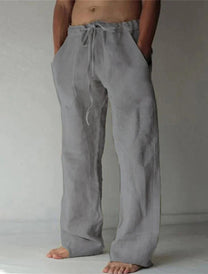 Men&#39;s Cotton Linen Straight Fit Pants For Spring And Fall