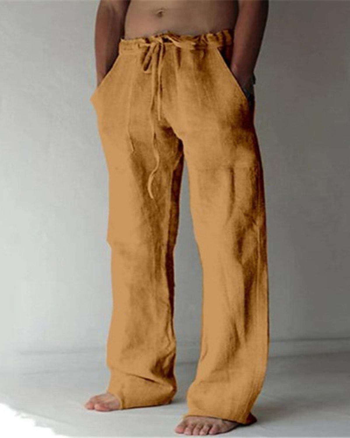 Men&#39;s Cotton Linen Straight Fit Pants For Spring And Fall