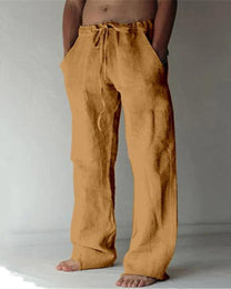 Men&#39;s Cotton Linen Straight Fit Pants For Spring And Fall