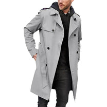 Men&#39;s Double-Breasted Belted Trench Coat