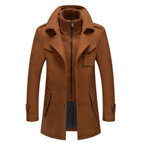 Men&#39;s Double-Collar Jacket With Zipper And Pockets