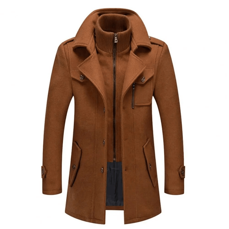 Men&#39;s Double-Collar Jacket With Zipper And Pockets
