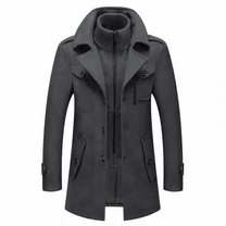 Men&#39;s Double-Collar Jacket With Zipper And Pockets
