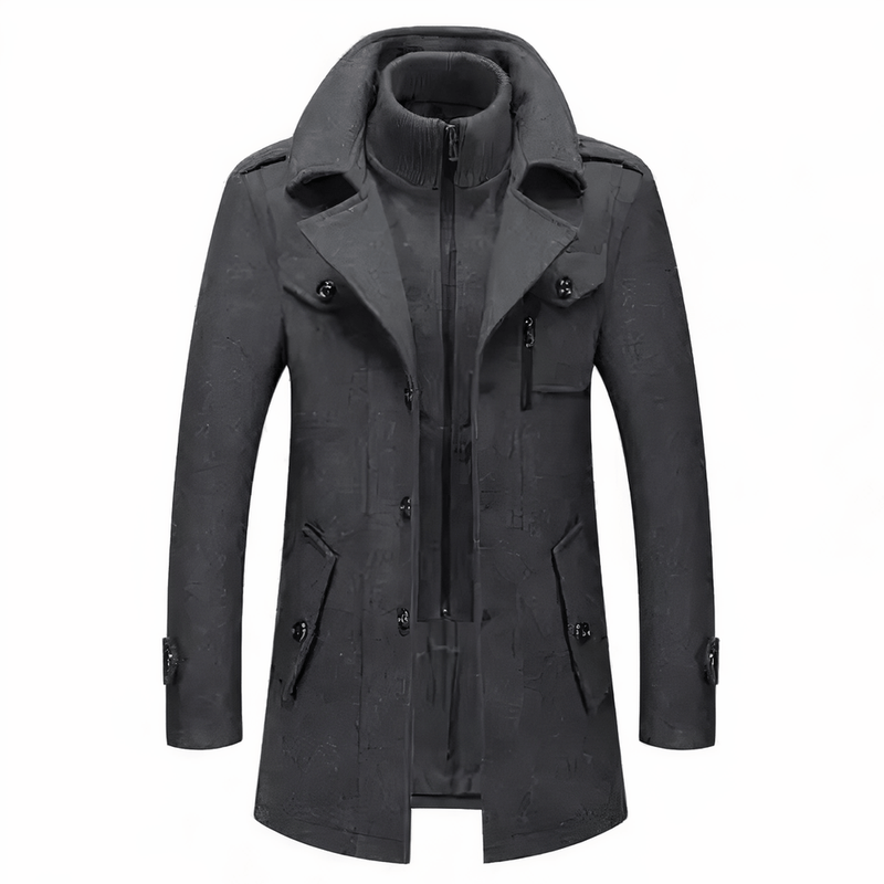 Men&#39;s Double-Collar Jacket With Zipper And Pockets