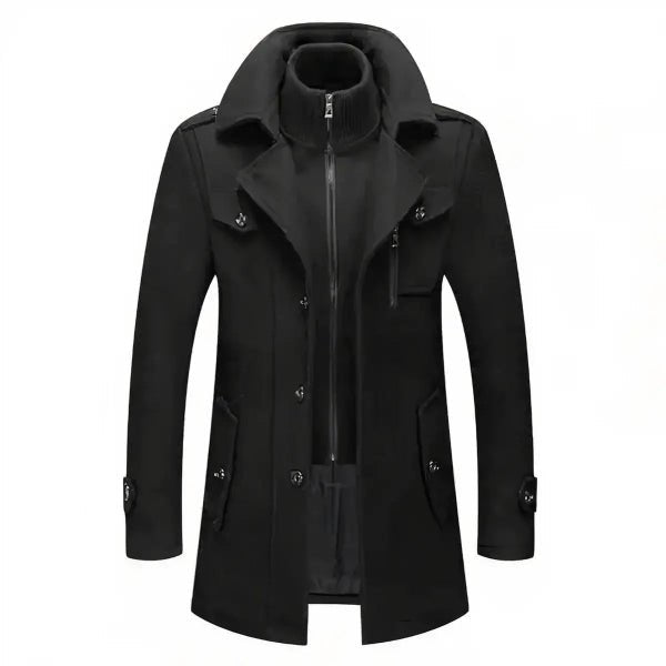 Men&#39;s Double-Collar Jacket With Zipper And Pockets