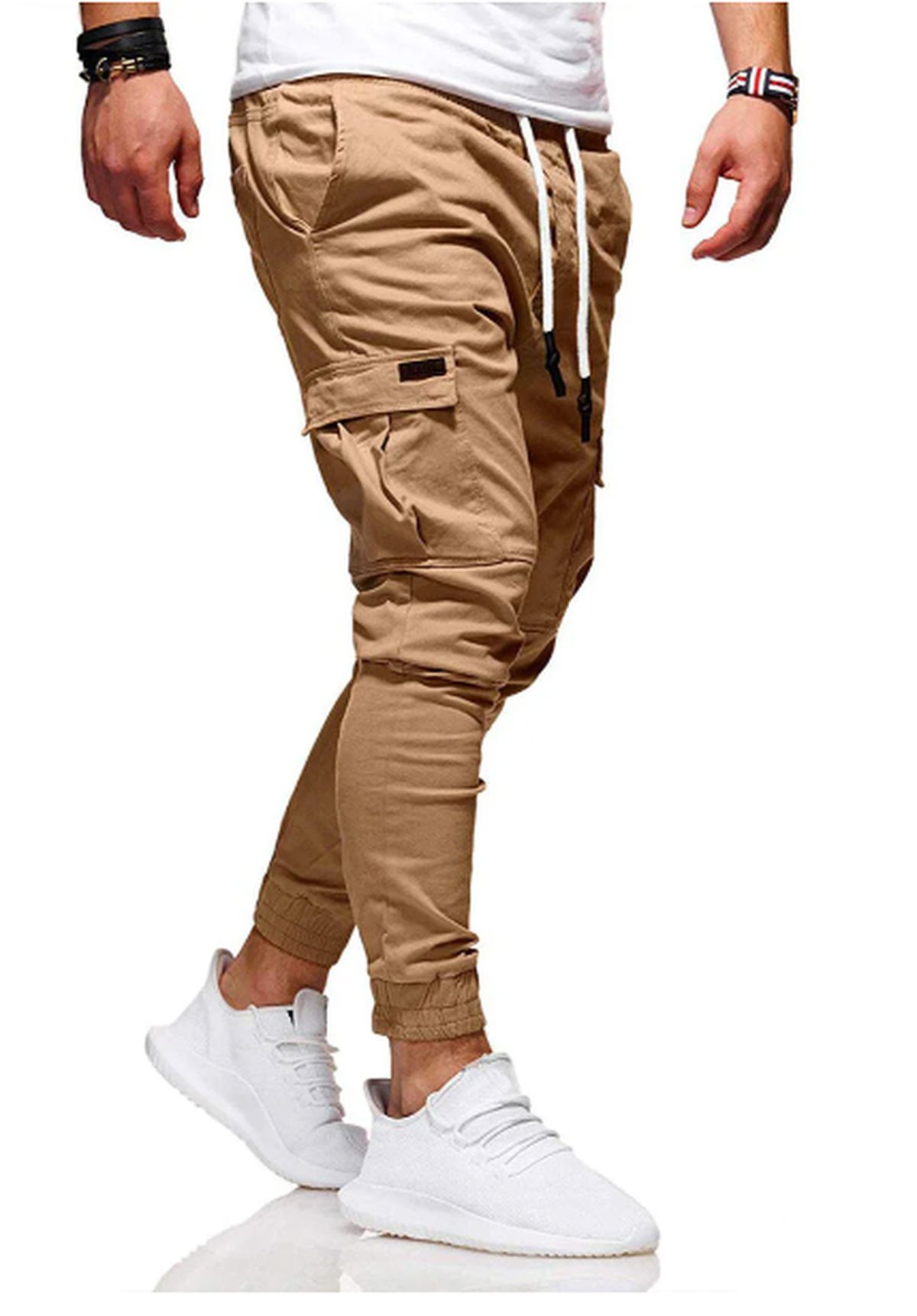 Men&#39;s Elastic Waist Cargo Pants With Multiple Pockets