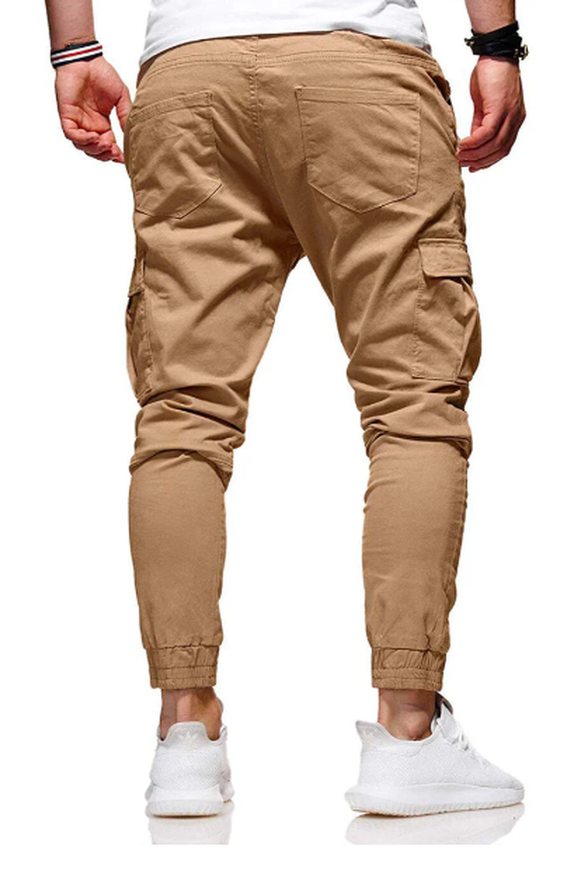 Men&#39;s Elastic Waist Cargo Pants With Multiple Pockets