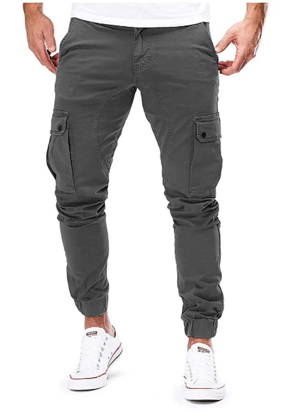 Men&#39;s Elastic Waist Cargo Pants With Multiple Pockets