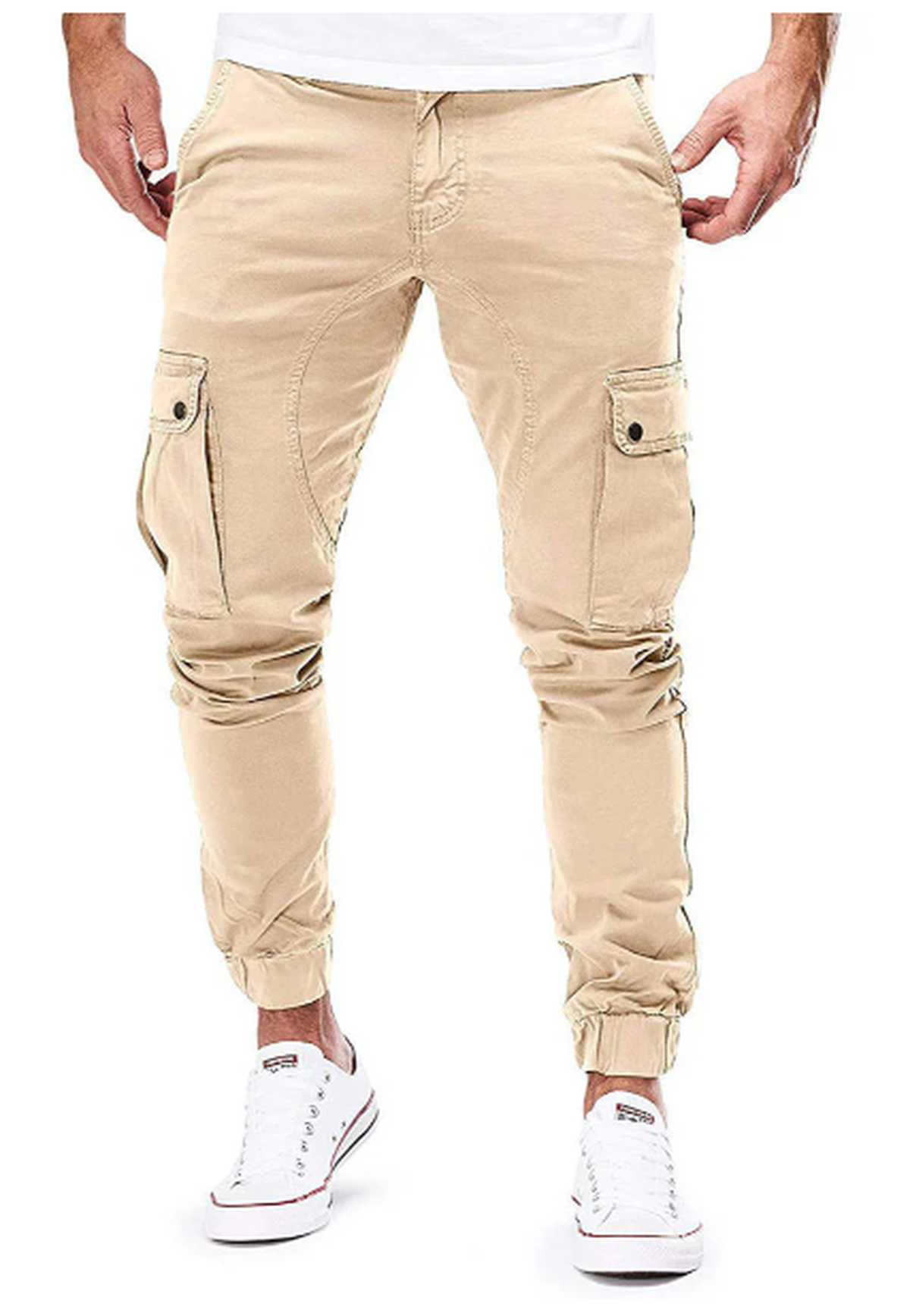 Men&#39;s Elastic Waist Cargo Pants With Multiple Pockets