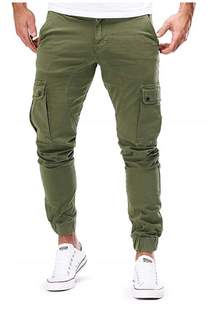Men&#39;s Elastic Waist Cargo Pants With Multiple Pockets