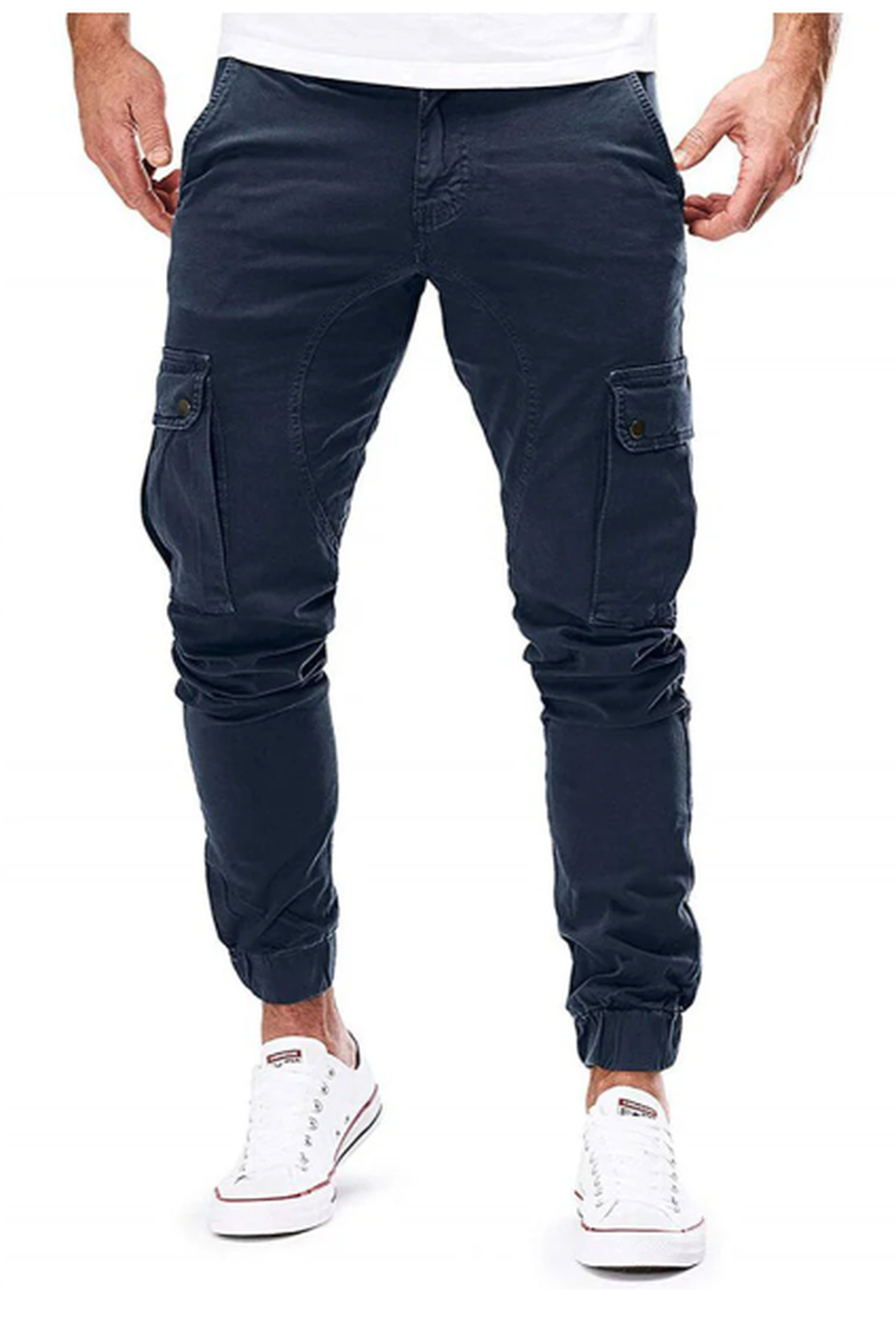 Men&#39;s Elastic Waist Cargo Pants With Multiple Pockets