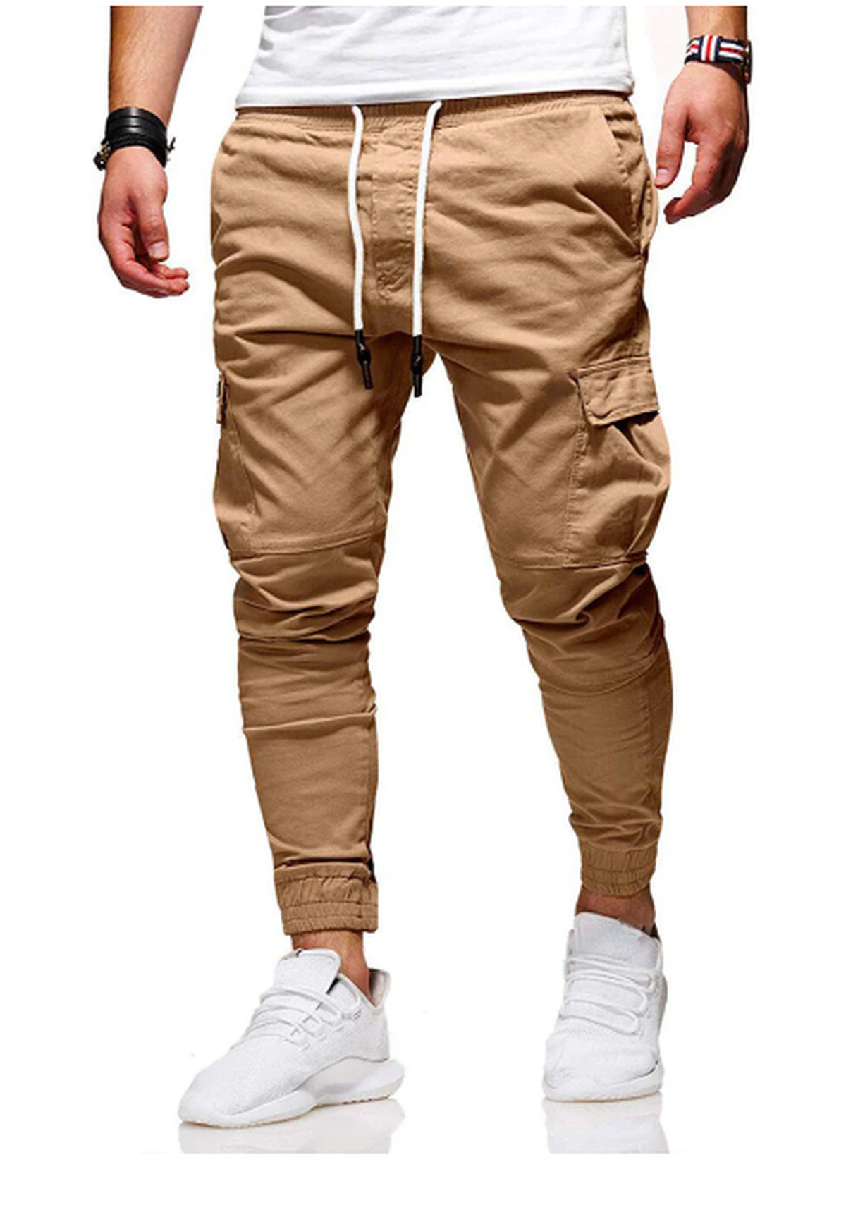 Men&#39;s Elastic Waist Cargo Pants With Multiple Pockets