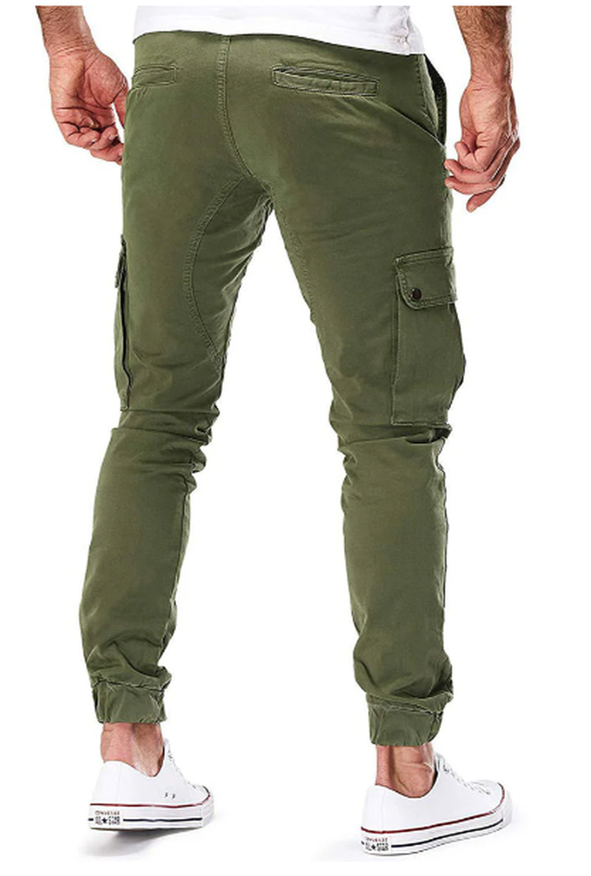 Men&#39;s Elastic Waist Cargo Pants With Multiple Pockets