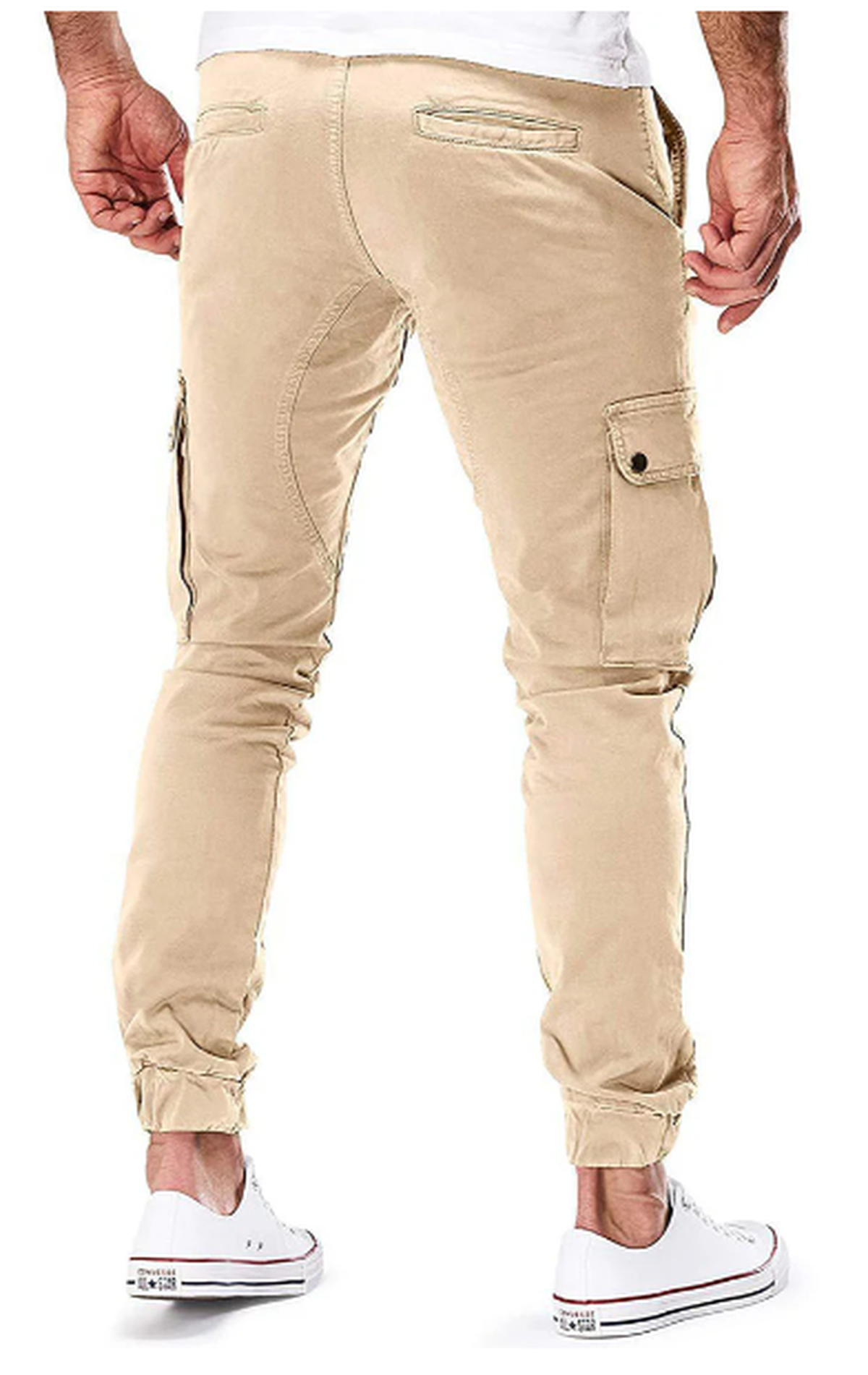 Men&#39;s Elastic Waist Cargo Pants With Multiple Pockets