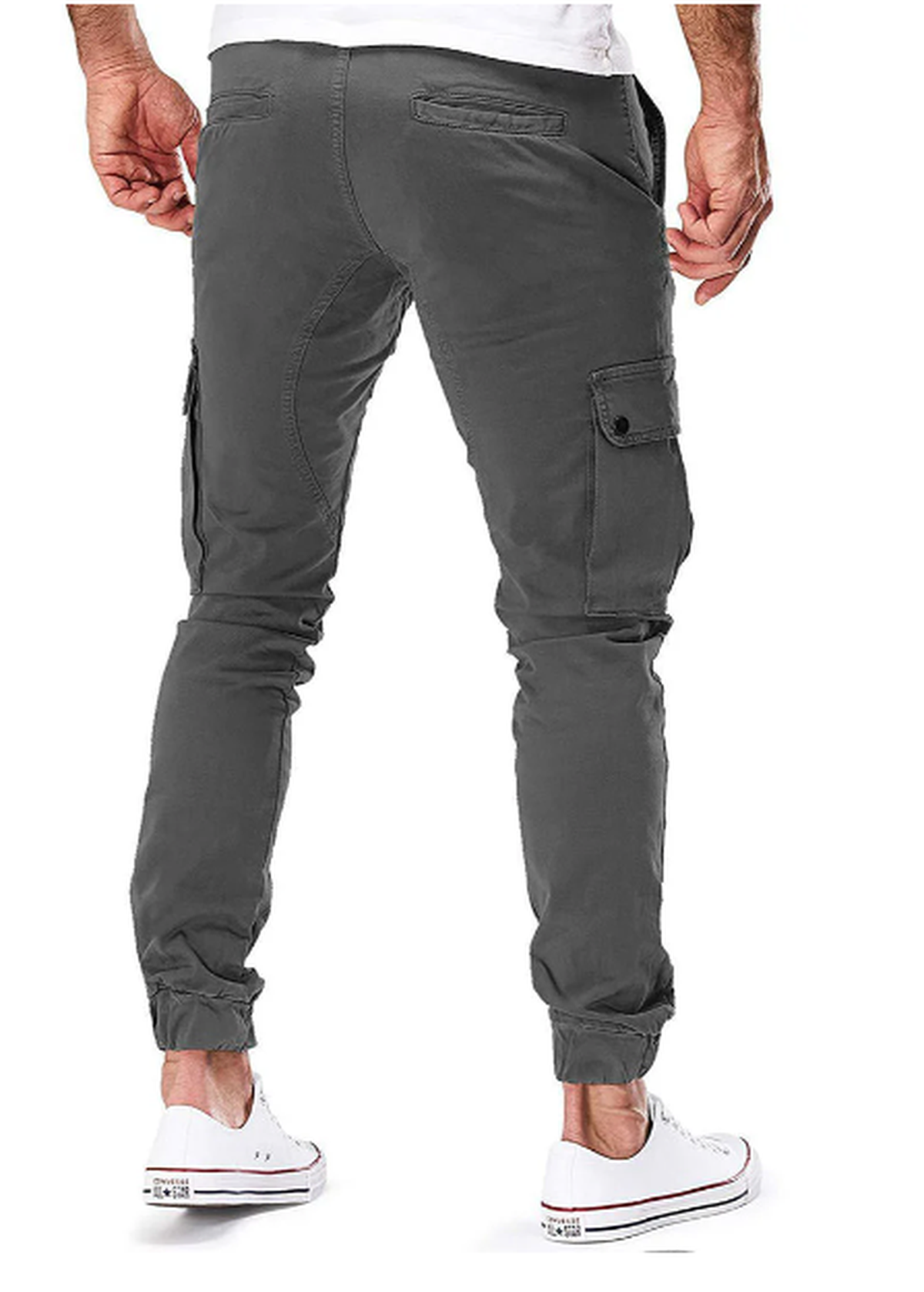 Men&#39;s Elastic Waist Cargo Pants With Multiple Pockets