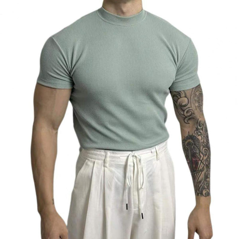 Men&#39;s Fitted Ribbed Knit Mock Neck Top