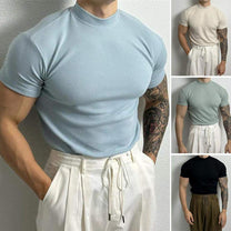 Men&#39;s Fitted Ribbed Knit Mock Neck Top