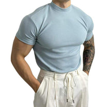 Men&#39;s Fitted Ribbed Knit Mock Neck Top