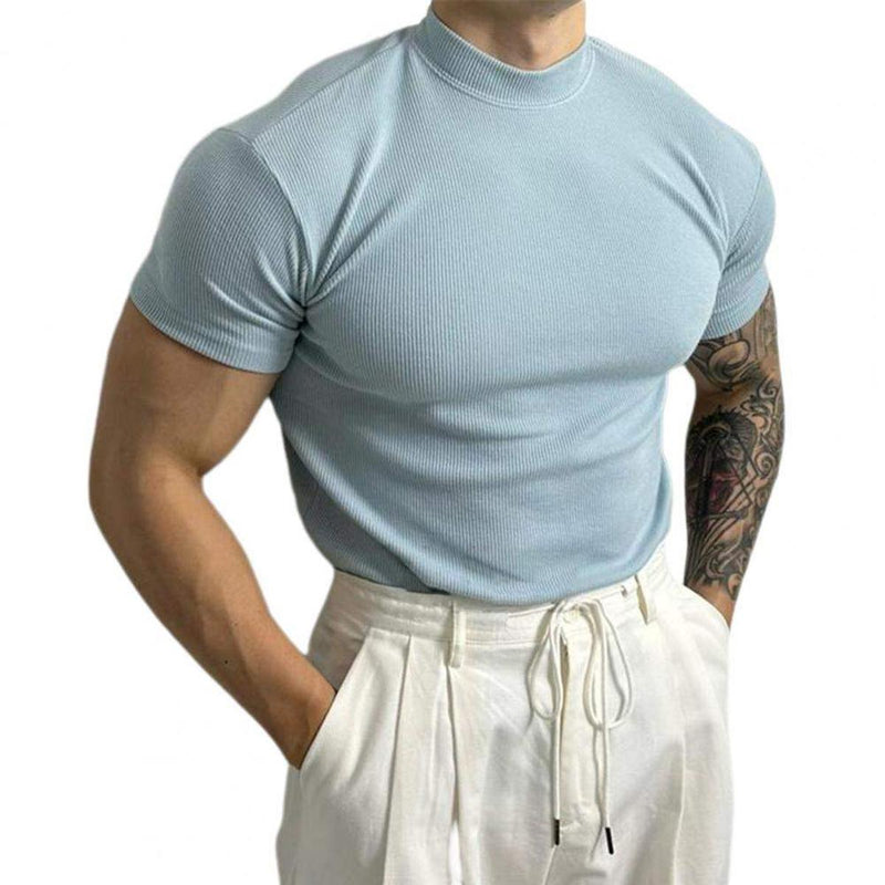 Men&#39;s Fitted Ribbed Knit Mock Neck Top
