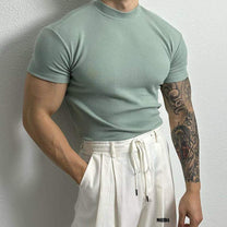 Men&#39;s Fitted Ribbed Knit Mock Neck Top