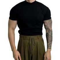Men&#39;s Fitted Ribbed Knit Mock Neck Top