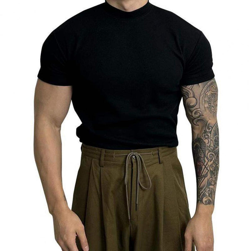 Men&#39;s Fitted Ribbed Knit Mock Neck Top